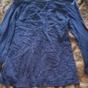 Old Navy Blue Lace Long Sleeve Top